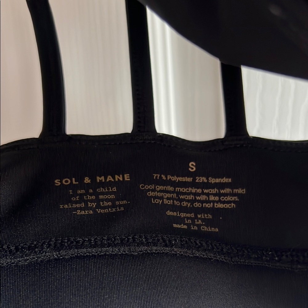 Sol & Mane Black Strappy Women's Sports Bra - Picture 2 of 3